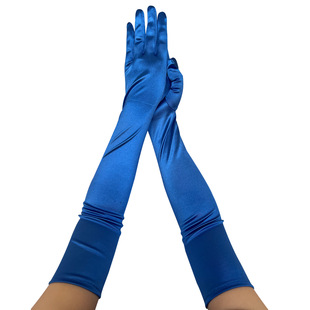 Halloween 52CM Long Stretch Satin Prom Gloves Slip Satin cosplay Dinner Dress Performance Gloves