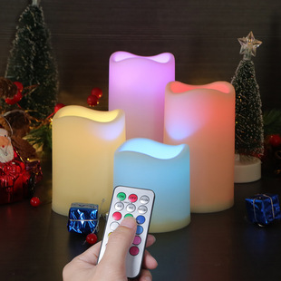Simulation remote control colorful electronic candle suit Christmas home decoration layout AAA plastic LED candle light