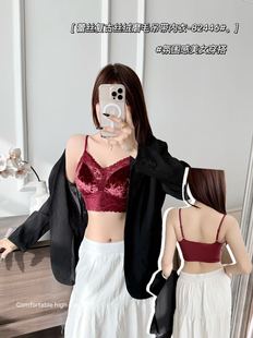82446# Lace Retro Velvet Scrub Sling Lingerie Women's New Autumn Lingerie Vest with Sexy Vest Base