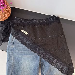 Micro-elastic Pure Cotton Lace Large Triangle Towel Lace-up Fart Curtain Skirt Women's Fashionable Stylish Stylish Stacked Hip-up Hollow-out Skirt