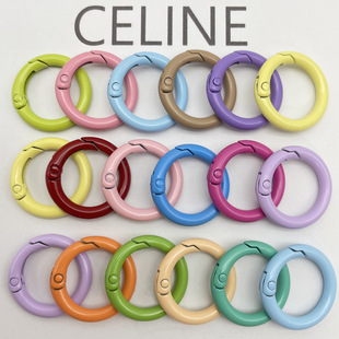 in stock Candy Color Baking Paint Oil Dropping Spring Ring Color Open Spring Buckle Small Round Metal Hanging Buckle Jewelry Accessories