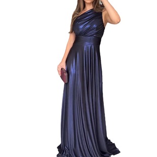 2024 Europe and the United States Amazon cross-border foreign trade summer slanted shoulder off-shoulder sexy dress slim slim light luxury dress
