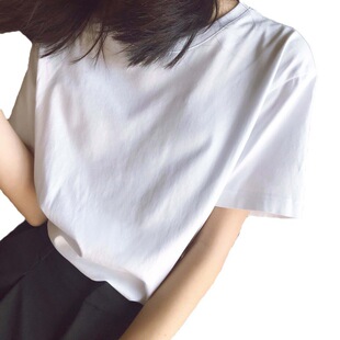2024 Summer plus size White T-shirt Short-sleeved Women's Korean-style Student Base Slim-fit Solid Color Simple T-shirt Top Clothes