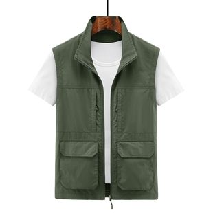 2024 Summer Outdoor Tooling Multifunctional Photography Vest Fishing Multi-flap Pocket Pants Casual Waistoutwear Men's Spring Summer Coat