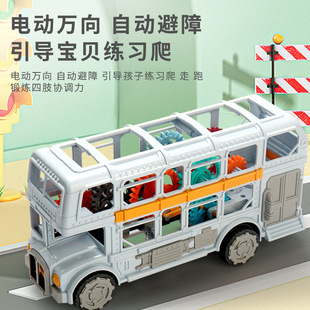 Tiktok same electric gear double-layer bus Universal driving colorful light music children's toy stall wholesale