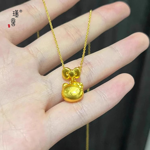 Jinyan Gold Shop Та же милая кот Hello Kitty с бантом ожерелье женский дикий высокий чувствительный песок ювелирные изделия дамы ключицы цепи