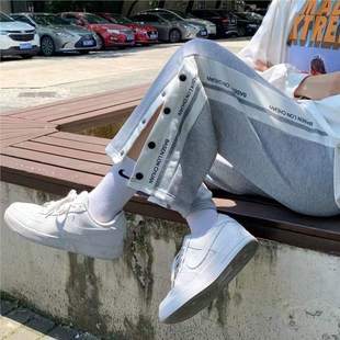 Wide Leg Pants Women's Straight Button Student's Korean-style Loose All-match Fashionable Casual Pants Summer Side-breasted Pants for Women