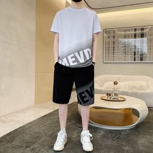 Casual suit T-shirt men's summer New ins trendy Japanese style versatile simple shorts fashionable lazy half sleeve