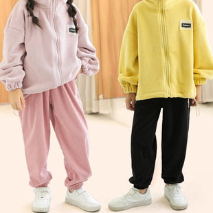 Children's spring and autumn fashion casual sweatpants Korean style loose corduroy boys and girls ankle-tied pants children's clothing wholesale