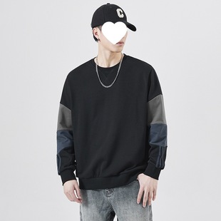Factory Autumn and Winter Sweats Men's Spring and Autumn plus size Fashion Brand Round Neck Top fleece-lined Men's Heavy Pullover Hoodless Men