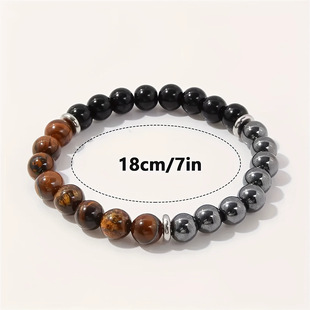 temu AliExpress TK cross-border explosions tiger's eye obsidian black stone bracelet elastic bracelet source wholesale