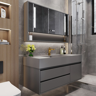 Modern Simple Bathroom Cabinet Combination Bathroom Wash-basin Toilet Wash-washing Table Rock Board suit