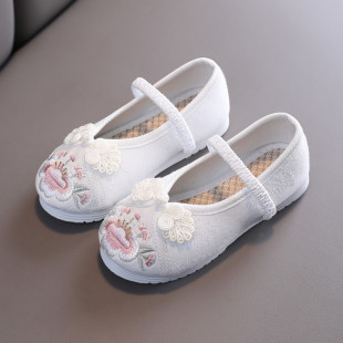 Children's Embroidered Shoes New Antique Shoes Old Beijing Cloth Shoes Chinese Style Handmade Hanfu Shoes with Horse Face Skirt Children's Shoes