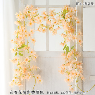 Rose Fake Flower Vine Wall Hanging Winding Air Conditioning Water Pipe Shelter Decoration Living Room Ceiling Plastic Plants