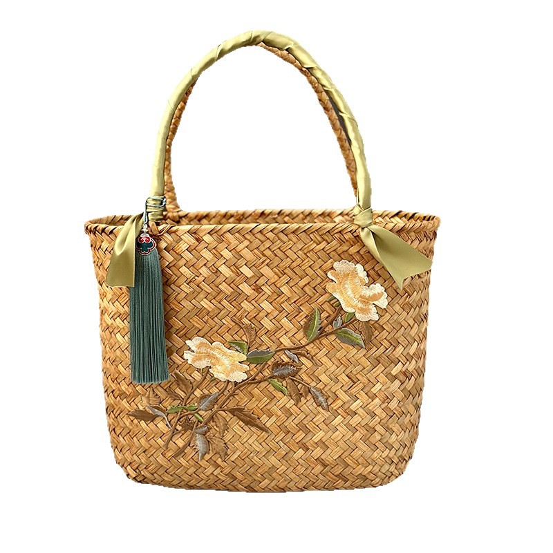 Embroidered hand-held basket, souvenir gift, Dragon Boat Festival rice dumpling packaging gift box, tea, local specialties gift, seaweed woven basket