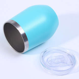 Cross-border 12ozswig mini eggshell cup 304 stainless steel double-layer vacuum thermos cup U-shaped red wine cup logo