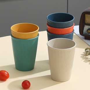 Wheat straw striped household drinking coffee cup couple mouthwash Cup student breakfast milk cereal drink cup