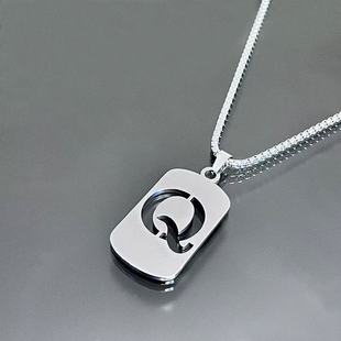 English 26 Letter Necklace Titanium Steel Necklace Male and Female Student Couple Clothing Accessories Niche Design Simple All-match Trendy