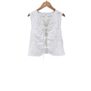 SAVI ~ French 2025 Summer No-care Hollow Flower Embroidered Crewneck Strap Jacket Long Dress suit 25398