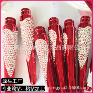 Cross-border Rhinestone Stainless Steel Cosmetic Brush Set Eyeshadow Powder Brush Sticking Diamond Cosmetic Rod Shell Wrapping Material Diamond Processing