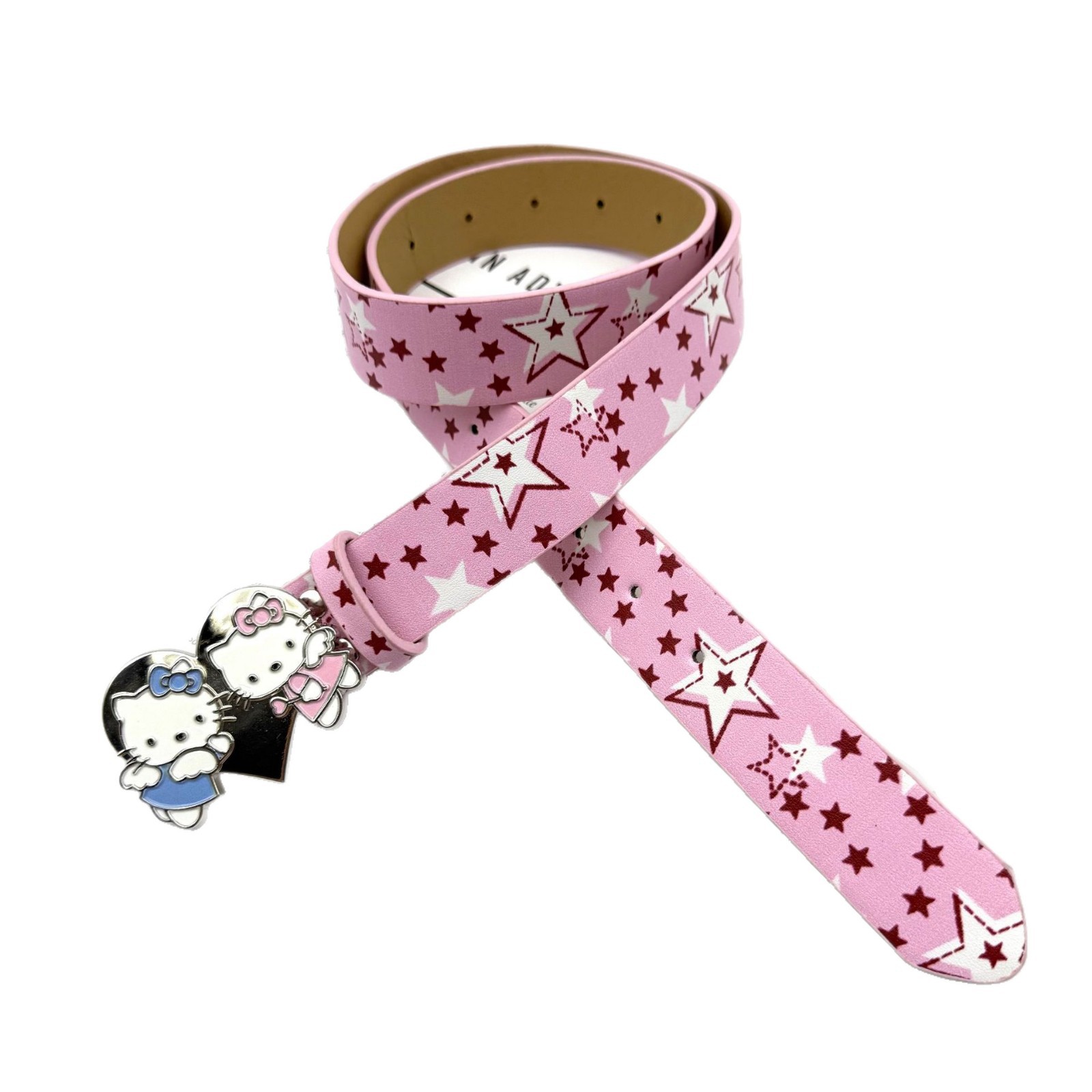 New Style Starry Sky Belt for Women with Heart-Shaped Kt Cat Head Buckle, Y2K Decorative Belt for Pairing with Jeans and Short Skirts