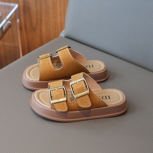 Girls' Out Slippers Summer 2024 New Children's Birkendish Sandals Fashion Chanel Style Girls' Non-Slip Beach Shoes
