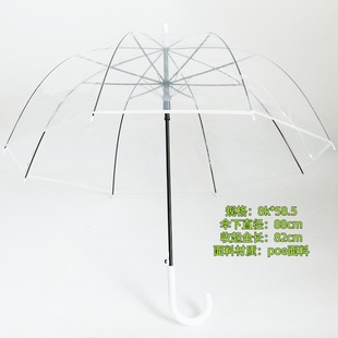 16 Bone Long Handle Umbrella Wholesale Small Fresh Student Automatic Umbrella Printable Logo Advertising Umbrella Straight Umbrella Transparent Umbrella