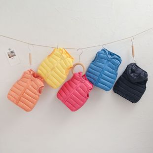 New Children's Down Cotton Hooded Vest Outer Wear 2022 Autumn and Winter Children's Lightweight Vest Ear Vest