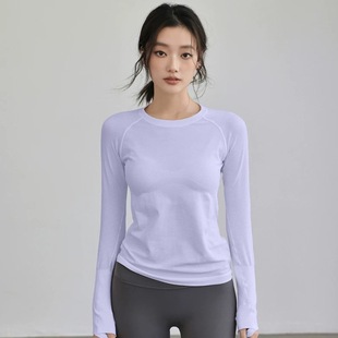 Yoga Suit Women's Autumn and Winter Slim-fit Slimming High-elastic Crewneck Sports Long-sleeved Running Training Quick-drying Fitness Suit Top