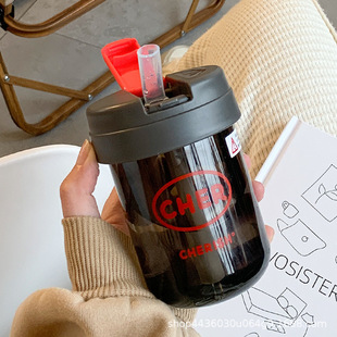 Internet celebrity portable cup high-looking water cup girls with straw student small portable cup plastic cup gift wholesale