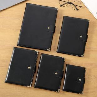 Cover PU Buckle Corner Business Notebook Simple Business Notepad Meeting Record Book Soft Leather Hand Book