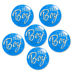 Cross-border boy girl birthday party badge 58mm gender reveal boy girl tinplate handmade badge
