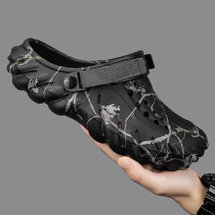 One-Shoe Two-Wearing Fashion plus size Cross-Border Hole Shoes Men's Casual Outwear Baotou Slippers Outdoor Trendy Men's Beach Shoes