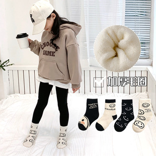 Children's socks cotton thickened Terry socks winter warm mid-calf socks P letter boys and girls medium and large children's cotton socks