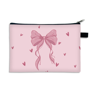 Pink Ins Princess Bow Makeup Bag Portable Cosmetic Lipstick Large Capacity Storage Bride Hand Gift