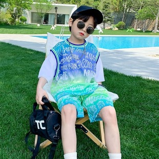 Children's Summer Basketball Suit suit 2025 New Boys' Middle and Big Children's Internet Popular Fashionable Short-sleeved Mesh Quick-drying Clothes Trendy