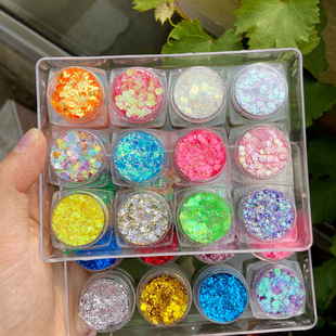 12 Pack Glue-free Sequins Gel Cream Eye Shadow Flash Eye Makeup Hair Glitter Glittering Children's Stage Makeup