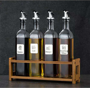 Bamboo rack kitchen supplies oil bottle seasonings bottle rack bamboo square four-hole oil pot bamboo rack wholesale in stock