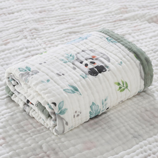 Pure Cotton Gauze Baby Bath Towel Class a High-density Printed Six-layer Towel Quilt Newborn Children's Wide-brimmed Baby Blanket