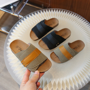 Boys and Girls Casual Slippers for Outdoor Wear, Indoor 2025 Summer New Style, Simple Korean Style Sandals, Versatile