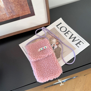 312183 flip new plush mobile phone bag female crossbody mini mobile phone small bag walking mobile phone bag