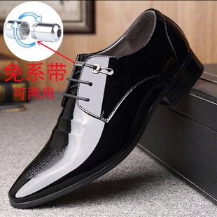 Real soft leather men's lazy leather shoes bright men's business Youth formal wear spring and autumn hidden height increasing casual summer breathable
