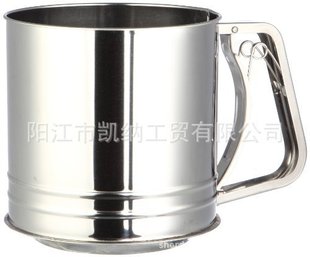 Large Manual Cup Flour Sieve Flour Sieve Cup Stainless Steel Hand-Pressed Flour Sieve Sugar Powder Sieve Baking