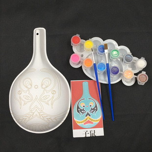 Small diy traditional culture handicraft class Xi 'an Shehuo horse spoon with grain DIY white blank material bag