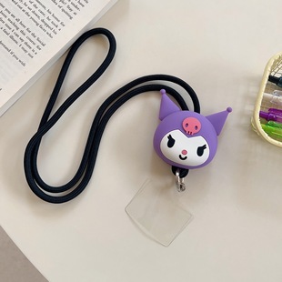 Cute Cartoon Mobile Phone Case Hanging Rope Three-dimensional Silicone Certificate Hanging Rope Crossbody with Card Anti-drop Foreign Trade Japanese and Korean Soft