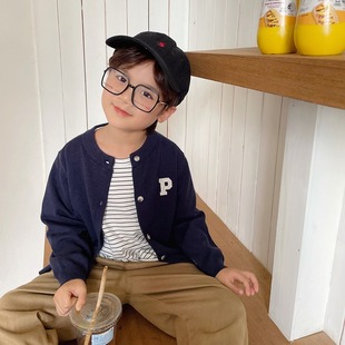 Tong Chenchen Mom Children's Knitted Cardigan Jacket Boys 2022 Autumn Casual All-match Girls Cotton Sweater