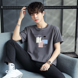 Round Neck Short-sleeved T-shirt Men's Summer Male Primary School Students Middle School Students Men's White Black Multicolor Half-sleeved Clothes