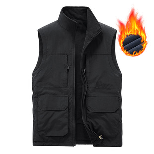 Autumn and Winter new fleece-lined double-sided vest outdoor sports fleece multi-pocket vest polar fleece waistcoat vest