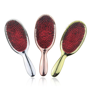 Source Factory Directly Supply Electroplated Bristle Board Comb Nylon Hair Scalp Massage Comb Gold Plated Air Bag Comb Salon Style Hair Comb