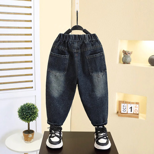 7581 Boys' Trendy Cool Ripped Jeans 2025 Spring and Autumn New Children's Spring Western Style Pants Baby Trendy Trousers